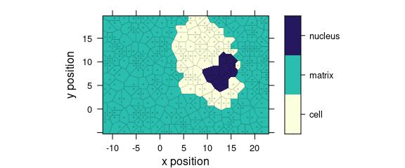 Voronoi diagram: an example with `faux_cell` dataset.  